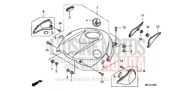 PROTECTEUR SUP. von CBR1000RR "Fireblade" ACHILLES BLACK METALLIC-U (NH124) von 2009